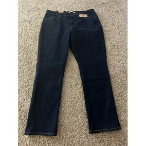 Levis Classic Straight Stretch Jeans Womens Size 18 Blue Dark Wash  Mid Rise